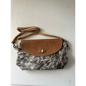 Myra Bag Procrastination Upcycled Leather & Cowhide Crossbody Shoulder Bag